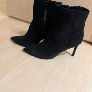 Next Elegant Black Suede Heeled Boots
